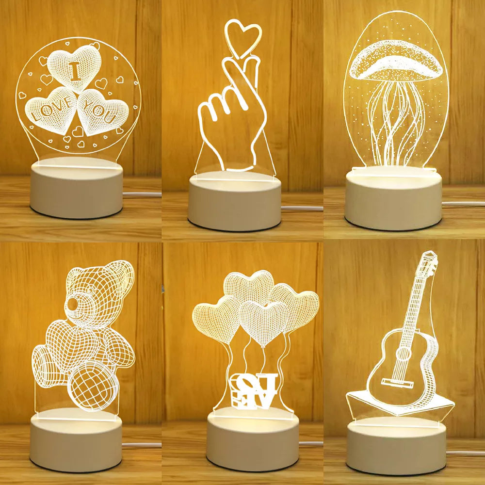 Romantic Love 3D Acrylic LED Night Light